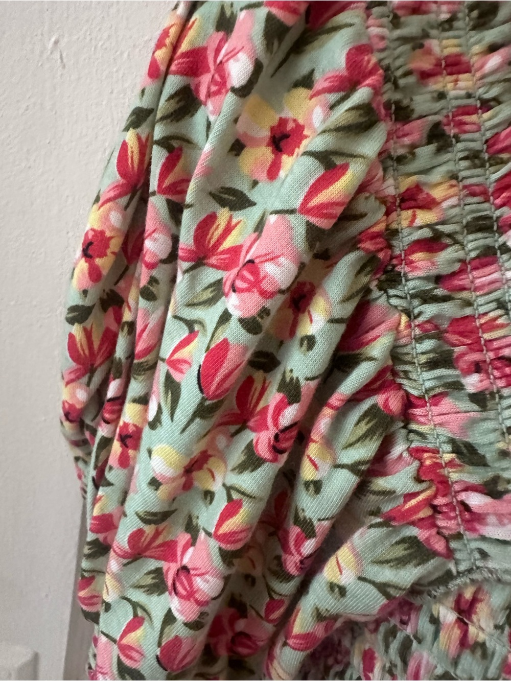 Lulu’s Such A Flirt Sage Floral Smocked Peplum Short Sleeve Top - Picture 8 of 11